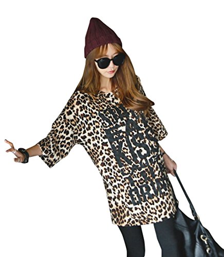 【 UN ANANAS 】 ヒョウ柄 ロゴ プリントトップス Tシャツ 韓国 スタイル スタイリッシュ レディース 全２色