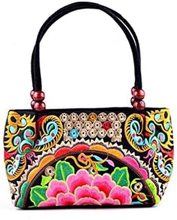 Fashion Vintage girl Women Handmade Canvas Floral Embroidered Vintage Fabric Ethnic bag Elegant Mobile Phone Bag Leisure Inclined Hmong Shoulder Bag Tote Ethnic girl gift handbag high quality wallet purse bag Embroidery mini ipad bag Cosmetic /makeup bag Contrast Wrist Strap