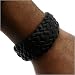 Plaited Wide Black Soft Leather Wristband Bracelet