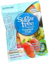 GoLightly Sugar Free Tropical Fruit Candy, 2.75-Ounce Bags (Pack of 12)