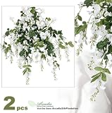 TWO 3' Artificial Wisteria Hanging Flower Bushes, with No Pot,