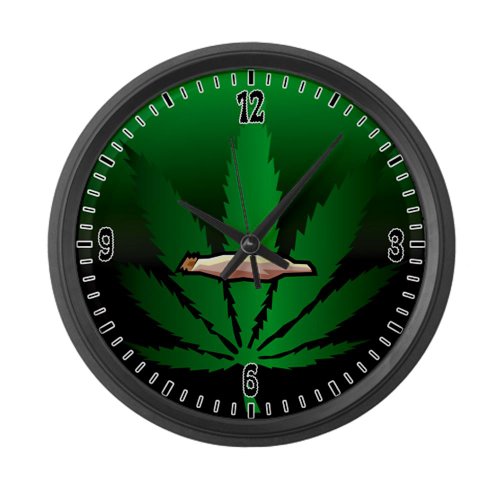 Large Wall Clock Marijuana Joint and Leaf