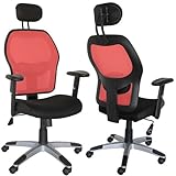 AMSTYLE Chefsessel Florenz Netz schwarz / rot bis 120KG Bürostuhl Drehstuhl