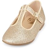 THE CHILDREN'S PLACE(ザ・チルドレンズプレイス) スパークル T-ストラップ バレエ フラット ゴールド シューズ 17.5cm【並行輸入】
