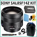Sony SAL-85F14Z Telephoto 85mm f/1.4 Carl Zeiss Planar Autofocus Lens + Accessory Kit