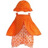Baby Togs Infant Girls Orange Heart Summer Outfit Hat Set 3-24M
