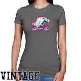 American Eagles Ladies Charcoal Distressed Logo Vintage Slim Fit T-shirt