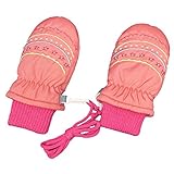 アスナロ（グローブ） スキーミトン 子供 女児 防寒 てぶくろ 裏フリース レース 刺繍3-4才 コーラル