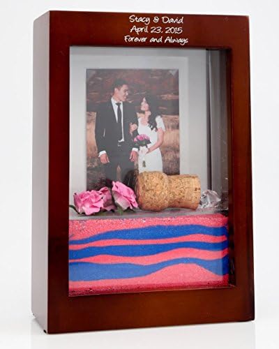 Unity Sand Ceremony FRAMETTE Kit, Solid Wood, Incl 2 Bottles - Prevents Sand From Mixing (Walnut)