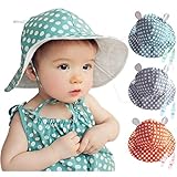 (ハニーブロッサム) HONEY BLOSSOM 赤ちゃん 紫外線対策 グッズ 【 ドット柄 ベビー コットンハット 】 可愛い くま耳 付き つば広 綿素材 日よけ 帽子 + クリップ 12 - 2