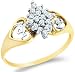 Size - 6 - 10k Yellow and White Two 2 Tone Gold MOM Mothers Day Heart Love Marquise Shape Cluster Round Cut Ladies Diamond Fashion Ring Band 10mm (.15 cttw)