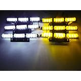 Koolertron 54 LED Emergency Vehicle Strobe Lights/Lightbars Deck Dash Grille -Amber & White