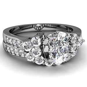 Fascinating Diamonds 1.30 Ct Cushion & Round Cut Diamond Engagement Wedding Rings Channel Set SI1 14K GIA