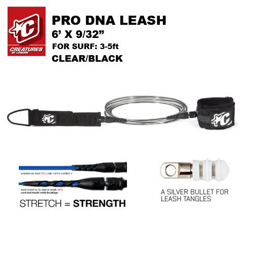 Creatures of Leisure Pro Surf Leash - Clear/Black