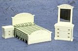 Cream Bedroom Set/3 Piece. Bed / Nightstand / Dresser w/ Mirror 1 Scale Town Square Miniatures