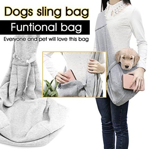 Reversible Small Dog Poodle Cat Sling Carrier Bag Travel Tote Soft Comfortable Carry Tote Handbag (Grey)