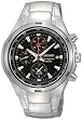 Stainless Steel Quartz Alarm Chronograph Black Dial