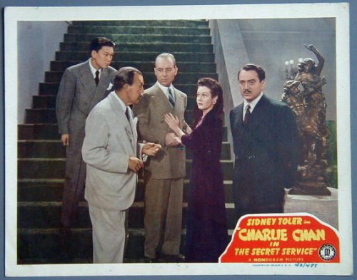 AT17 CHARLIE CHAN  SECRET SERVICE Toler '43 lobby card Here?s a wonderful lobby card from the original release of CHARLIE CHAN SECRET SERVICE with Sidney Toler.    Lobby card is in EXCELLENT condition  A lobby card is an 11 x 14 inch placard advertising a movie.