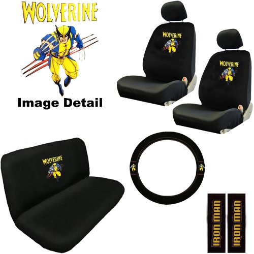  Wolverine X-Men Mutant Marvel Comics Auto Accessories Interior Combo Kit Gift Set - 11PC