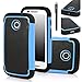 Moto E (1st Gen.) Case - E LV Motorola Moto E (1st Gen.) Case Cover Shock-Absorption / High Impact Resistant Hybrid Dual Layer Armor Defender Full Body Protective Case Cover for Moto E (1st Gen.) XT1021 / XT1022 / XT1025 with 1 Stylus and 1 E LV Microfiber Digital Cleaner (Blue)
