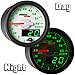 MaxTow Double Vision 30 PSI Fuel Pressure Gauge Kit - Includes Electronic Sensor - White Gauge Face - Green LED Illuminated Dial - Analog & Digital Readouts - for Diesel Trucks - 2-1/16