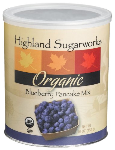 Highland Sugarworks Organic Blueberry Pancake Mix, 16-Ounce Canister (Pack of 3)