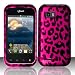 HOT PINK LEOPARD Hard Rubber Feel Plastic Design Case for LG myTouch Q C800 / Maxx Q (T-Mobile Slider Version)