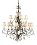 Murray Feiss F2271/8+4ATS Lake Geneve Eight+Four-Light Chandelier, Two Tiers, Aged Tortoise Shell with Beige Shantung Shades