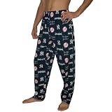 Mens MLB New York Yankees Cotton Thermal Sleepwear / Pajama Pants - Royal Blue & White (Size: S)