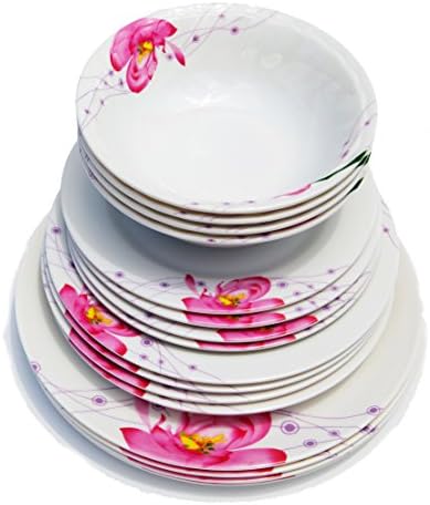 Melamine Dinnerware Set by Veda Galore Melamine Plates and bowls Dinnerware 16 piece set of dishware indoor outdoor use unbreakable