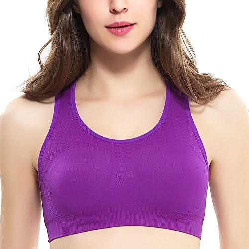 Women's yoga Freedom Seamless Racerback Sports Bra with Padded Cups Size L,Color Purple