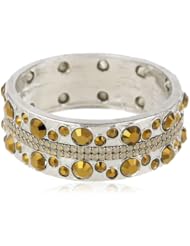 Chamak by priya kakkar 2 Large Handmade Crystal Geometric Detail Bangle Bracelet, 7.5"