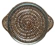 Glass Large Round Casserole Dish With Woven Palm Leaf Basket 10.5"L x 2"H