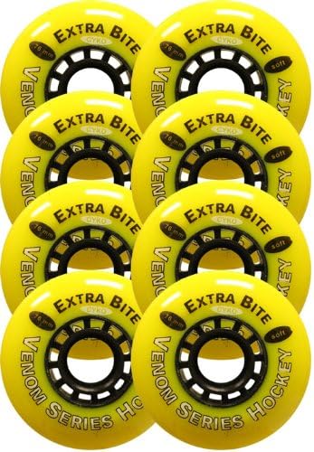 CYKO ROLLER HOCKEY WHEELS Skate 76mm SOFT VENOM EXTRA BITE 8-PACK