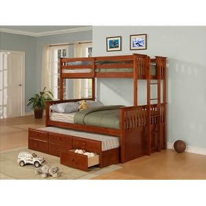 Twin Full Size Bunk Bed with Trundle- Jake - Powell Furniture - 261-045-BBED-2
