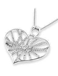 (X1000Diamond) 18K/750 White Gold Heart Shape Spider Net Diamond Pendant W/925 Sterling Silver Chain (0.93 cttw, G-H Color, VS2-SI1 Clarity)
