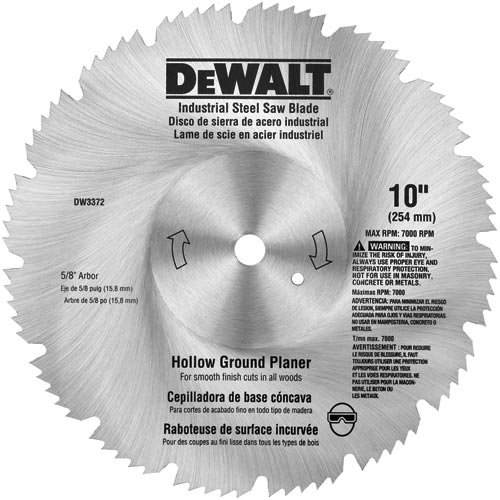 DEWALT DW3372 10-Inch 80 Tooth Hollow Ground Planer Steel Saw Blade 