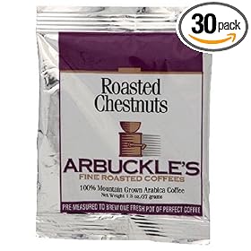 Arbuckle's Fine Roasted Coffee, Roasted Chestnuts, Ground Coffee, 1.3-Ounce Bags (Pack of 30)