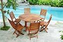 5pc 48in Shorea Round Dining Table and Four Side Chairs
