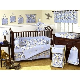 JoJo Designs 9-Piece Baby Crib Bedding Set - Blue and Khaki Camo Camouflage Army