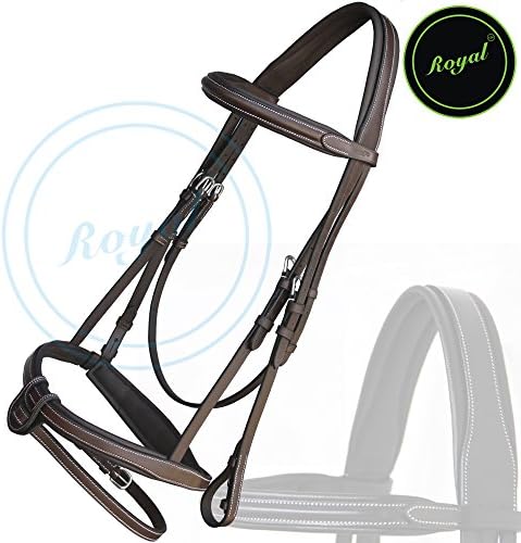 Runners Full Padded Anatomic Head Piece Bridle with U Shaped Detachable Flash &amp; Reins./ Buffalo Leather./ Stainless Steel Buckles.