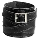 SilberDream Bracelet de Cuir fixation en acier inoxydable Couleur noir Taille depuis 17cm Bracelet pour homme LA1302S