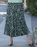 Black-and-teal Floral-print Reversible Skirt