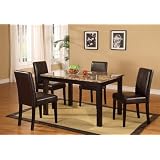 5 Pc Dark Artificial Marble Top Dinette Dinning Set , Dining table 4 Chairs