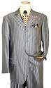 Steve Harvey "Code Red" Metallic Silver Grey Shadow Stripes Super 120's Wool Vested Wideleg Suit By Zanetti