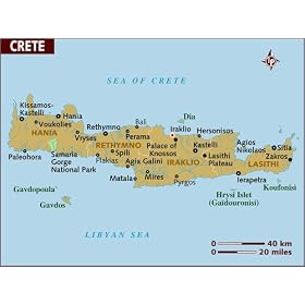 photographie Map of Crete. est disperible en (L x H): 70 x 50 cm de L. Planet Images Maps
