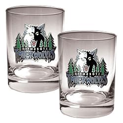 Minnesota Timberwolves NBA 2pc Rocks Glass Set - Primary Logo