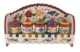 5PC SPICE RACK W/ WOOD RACK W/ HOOKSFRUTTI DECOR