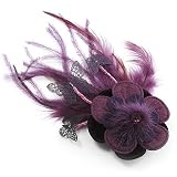 Deep Purple Feather Flower And Butterfly Fabric Hair Clip/ Brooch (Catwalk - 2011)
