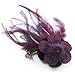 Deep Purple Feather Flower And Butterfly Fabric title=